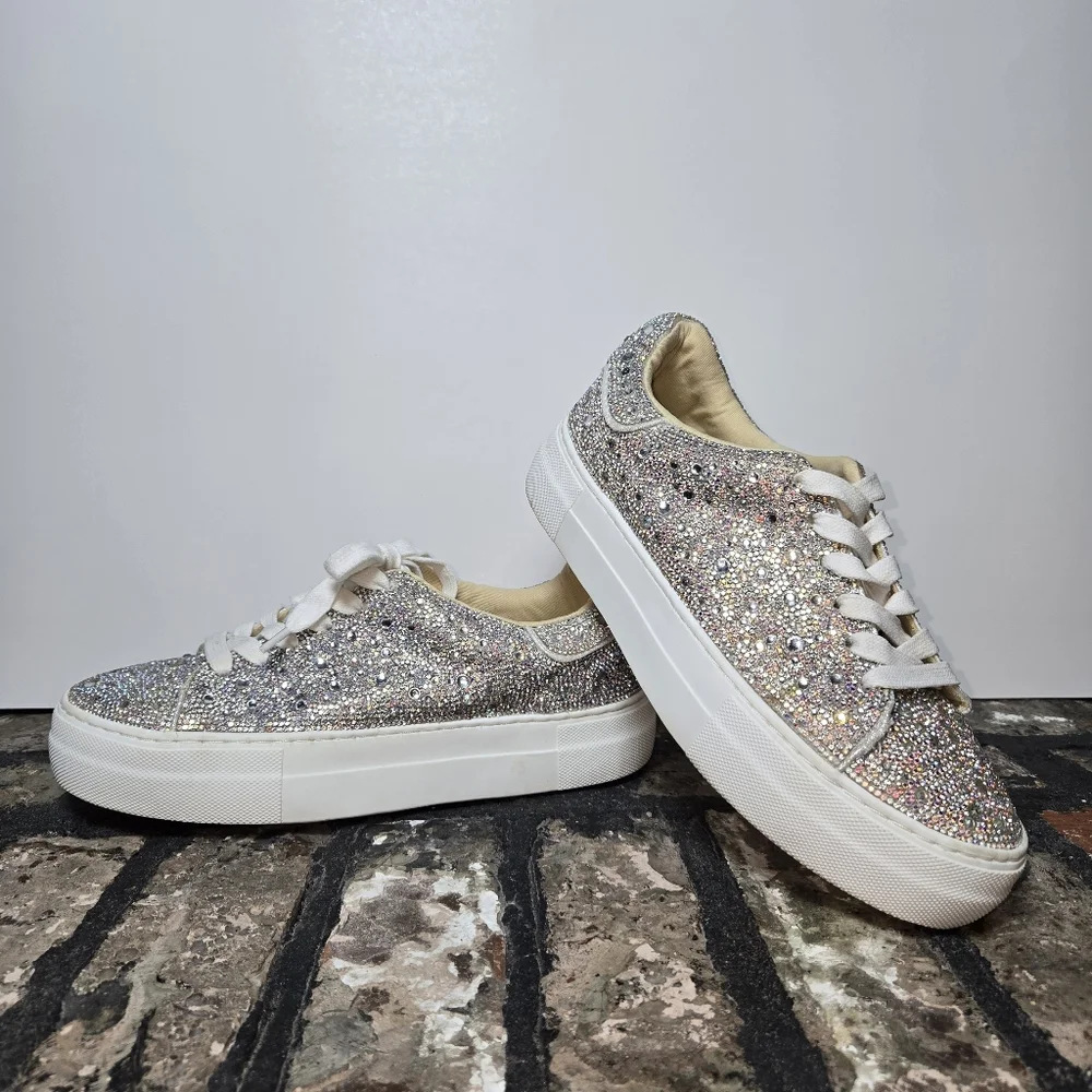 💎 Betsey Johnson Sidny Rhinestone Platform Sneakers Size 7 - Picture 5 of 12
